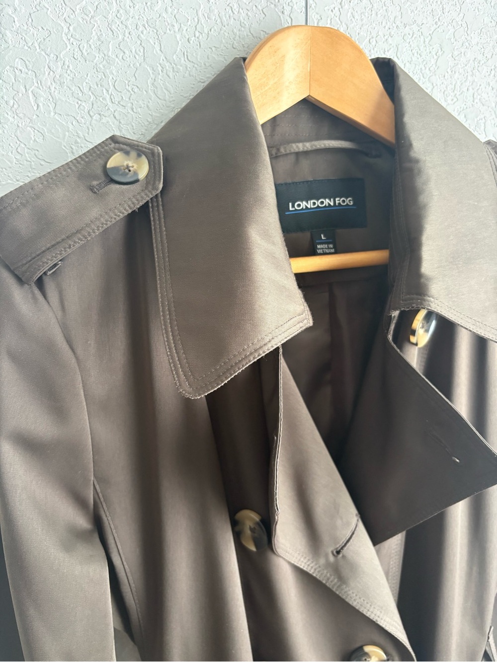 London Fog Rich Chocolate Brown Double Breasted Belted Trench Coat Large - Picture 4 of 11